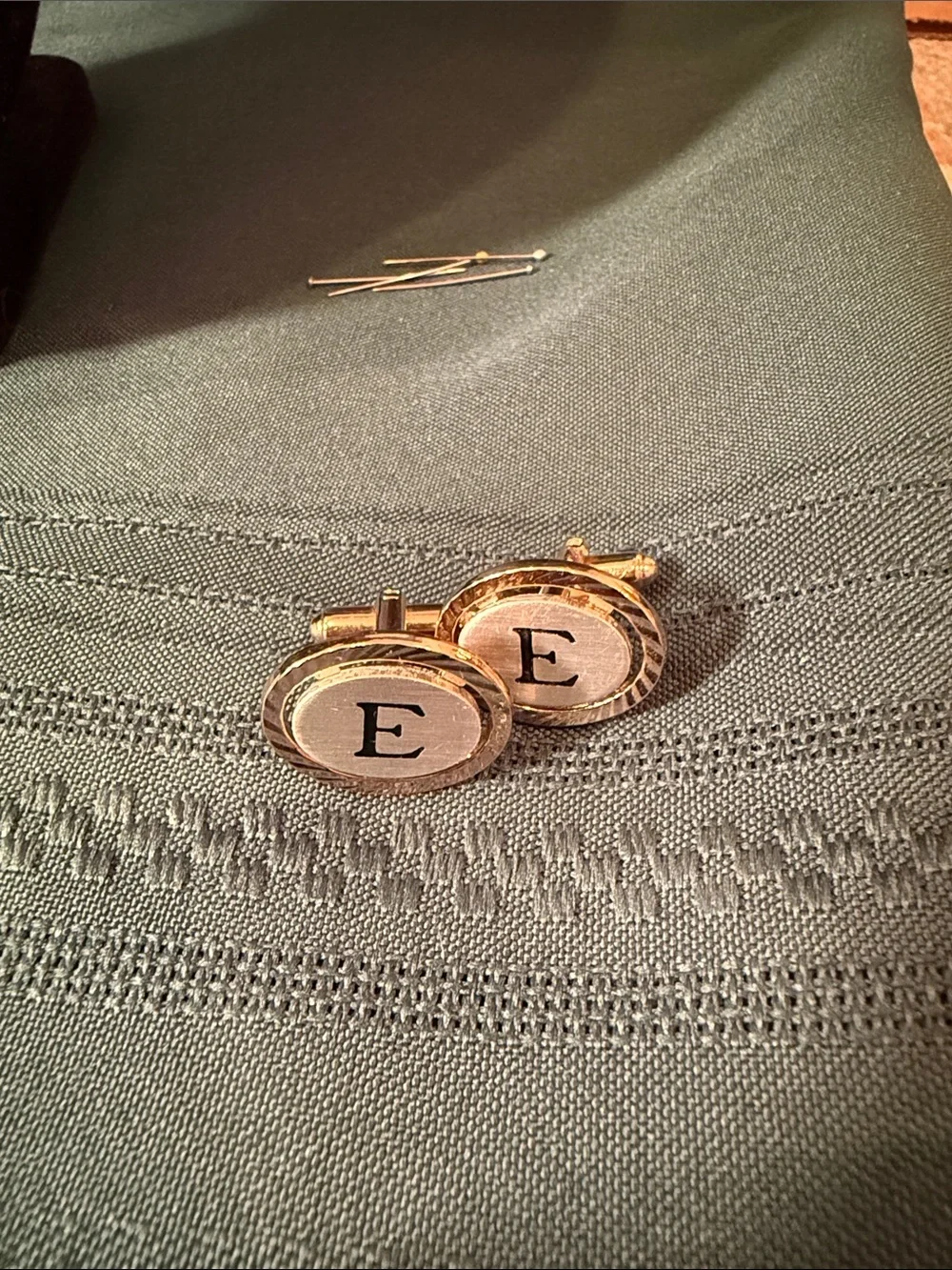 Monogram 'E' Gold-Tone Round Cufflinks